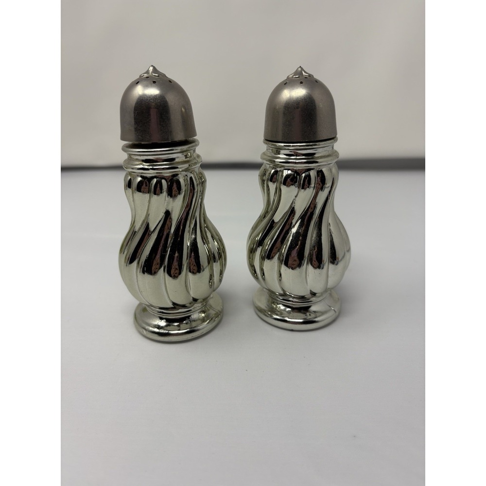 Vintage Avon Silver Swirls Sweet Honey Empty Salt and Pepper Shakers